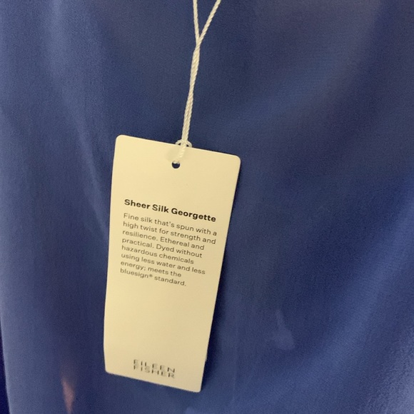 COPY - NWT Eileen Fisher BLUE STAR Sheer Silk Georgette Poncho W/TIE - Picture 5 of 5